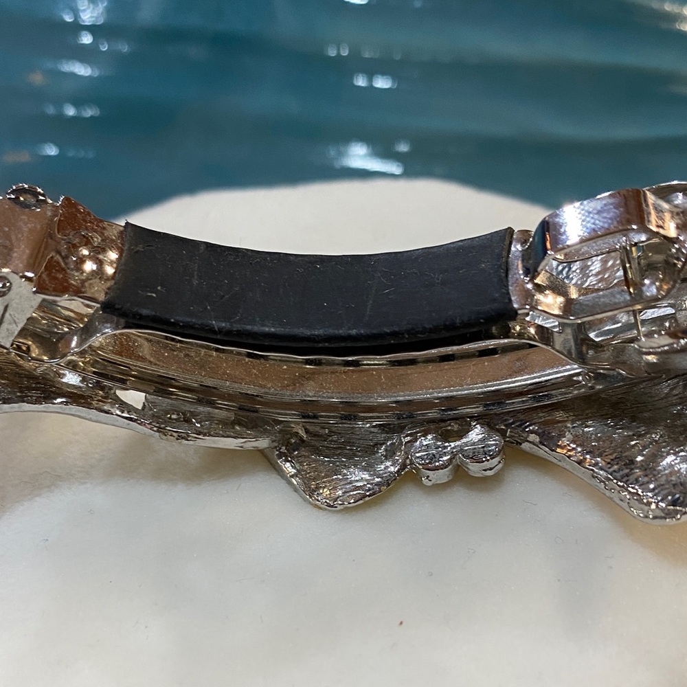 Vintage Rhinestone Floral Hair Barrette 4 inch - Picture 5 of 8